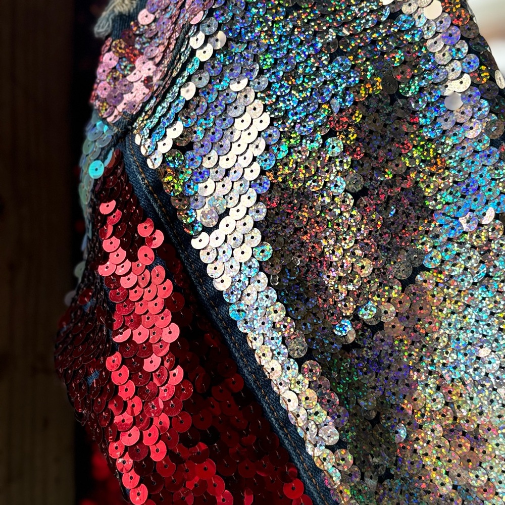 Sequin Patchwork Denim Jacket - image 6